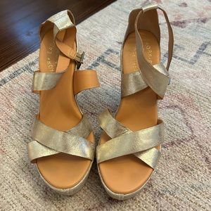 Gold wedge heels